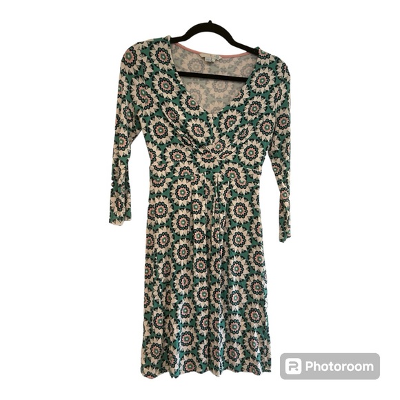 Boden Dresses & Skirts - Boden Womens Size 4 Floral Green Geometric Mandela Gathered Tunic Dress